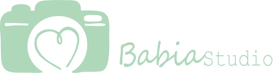 Babia Studios logo in green, the solid camera-and-heart mark beside the wordmark